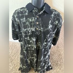 Men’s pre own as is Akademiks polo shirt size XXL 2XL black grey pin